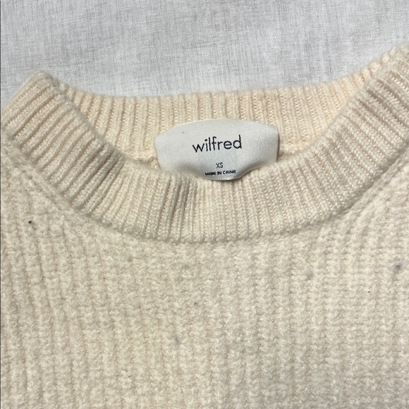 Wilfred Cream and‎ Navy Striped Crew Wool Neck Sweater - Picture 2 of 7